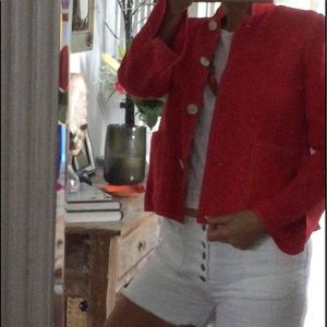 ELLEN TRACY Red Linen Jacket